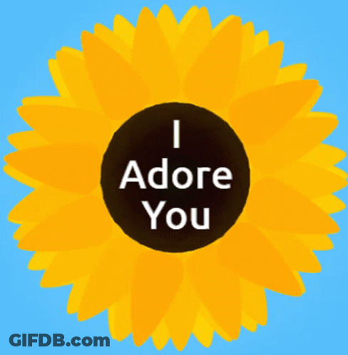 Sunflower With Text I Adore You In Black Circle GIF