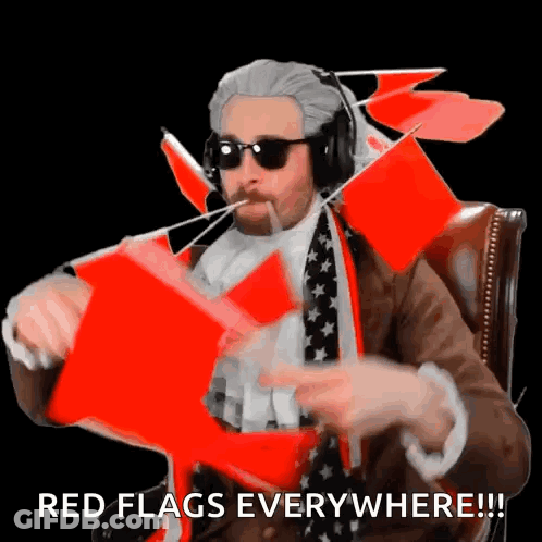 Sunglasses Headphones Man Holding Saying Red Flags Everywhere GIF