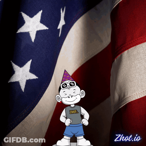 Sunglasses Party Hat Character With American Flag Zhot.io GIF