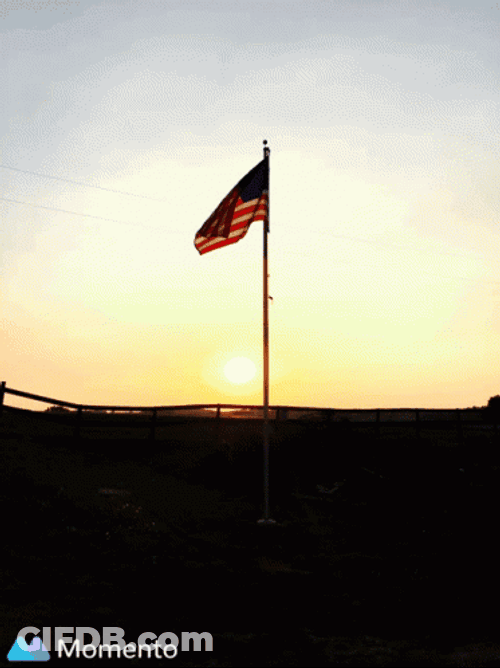 Sunset American Flag Waving GIF