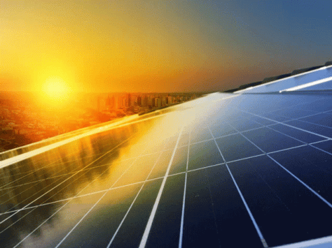 Sunset Hit The Solar Panels GIF