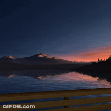 Sunset Over Lake And Mountains GIF