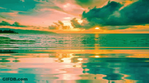 Sunset Over Ocean Painting With Reflection GIF