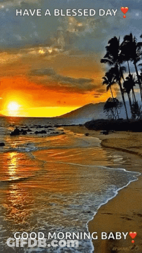 Sunset Over Ocean Saying Good Morning With Love GIF