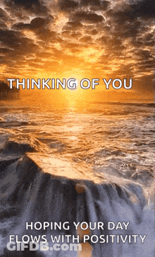 Sunset Over Ocean Saying Thinking Of You GIF