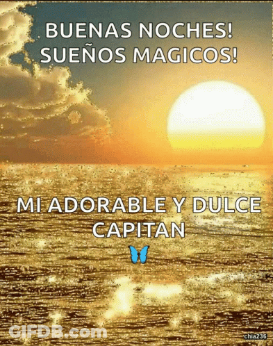 Sunset Over Ocean With Words Buenas Noches Sueños Magicos GIF