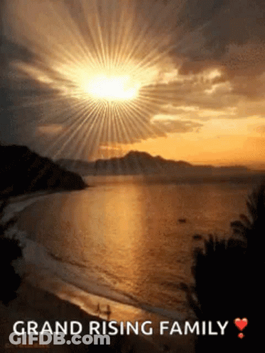 Sunset Over Water Grand Rising Family GIF