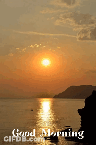 Sunset Over Water Saying Good Morning GIF