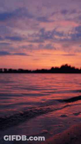 Sunset Over Water With Pink And Purple Sky GIF