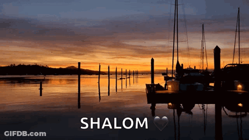 Sunset Over Water With Shalom GIF
