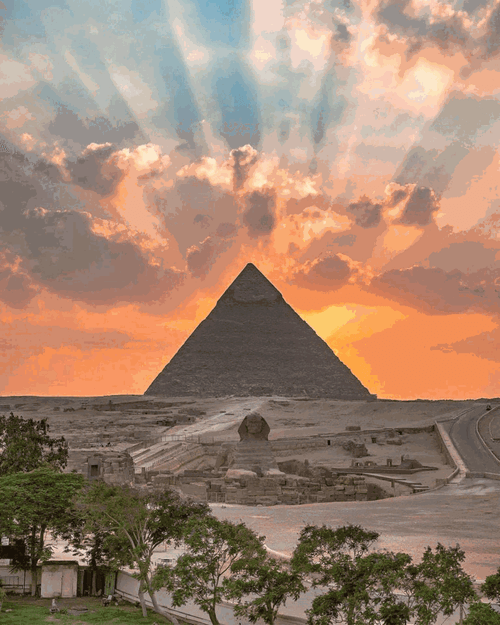 Sunset Pyramid Glitch GIF