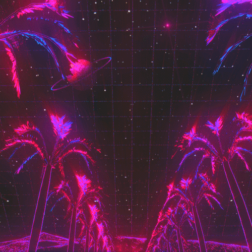 Sunset Retro Wave Palm Tree GIF