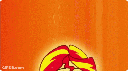 Sunset Shimmer Smiling Eyes Closed Against Orange Background GIF