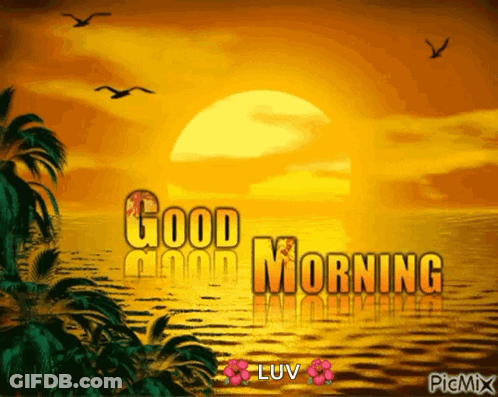 Sunset With Good Morning Text GIF