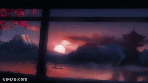 Sunset With She'll Be Death Above GIF