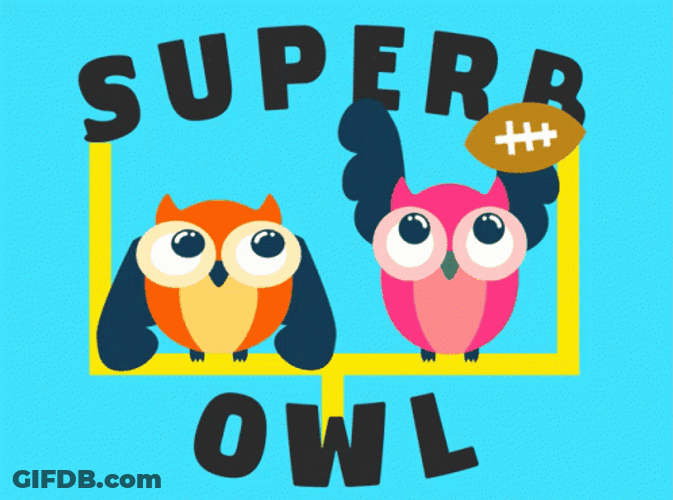 Super Bowl Animated Owls Cheering GIF