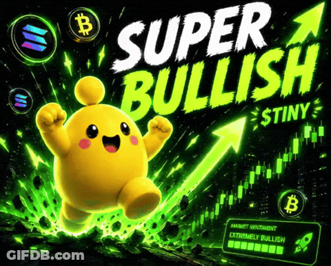 Super Bullish Tiny Poster With Cartoon Character GIF