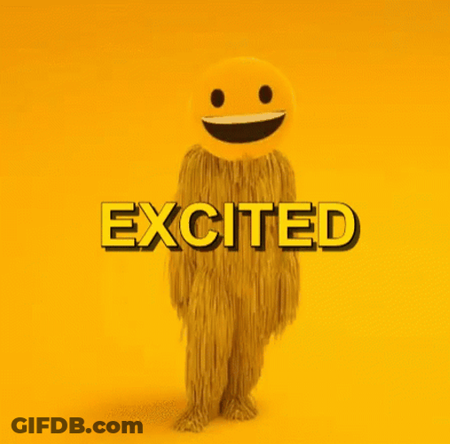 Super Excited Smiling Jumping Mascot GIF