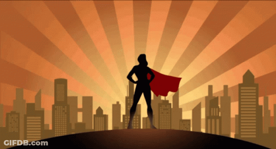 Super Hero Silhouette Sun Rays GIF