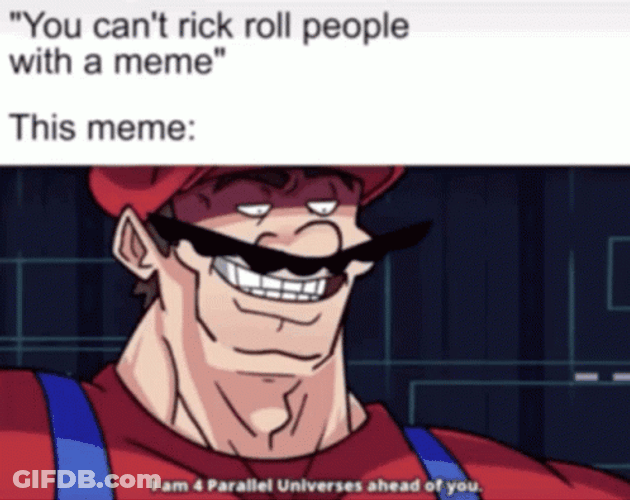 Super Mario And Rick Astley Roll Meme GIF