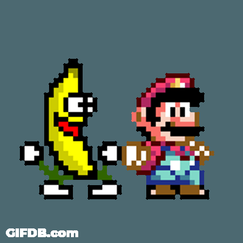 Super Mario Dancing With Banana Pixel Art GIF