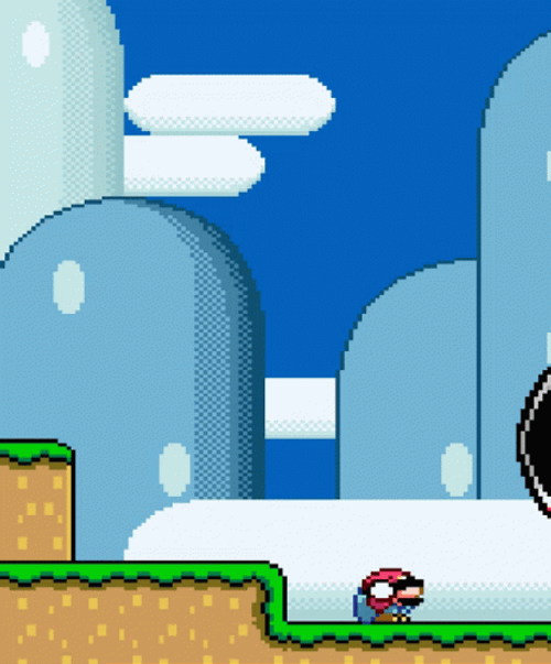 Super Mario Ducking To Avoid Banzai Bill GIF