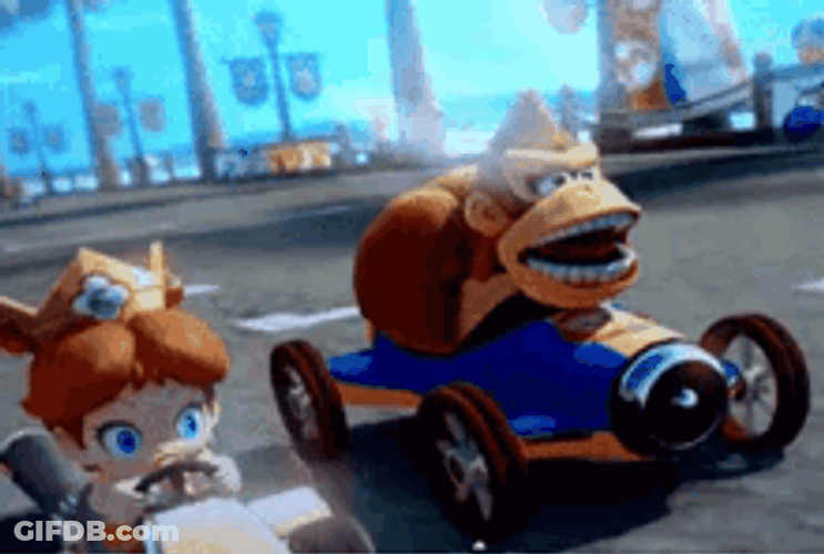 Super Mario Kart Donkey Kong Daisy Funny Car GIF