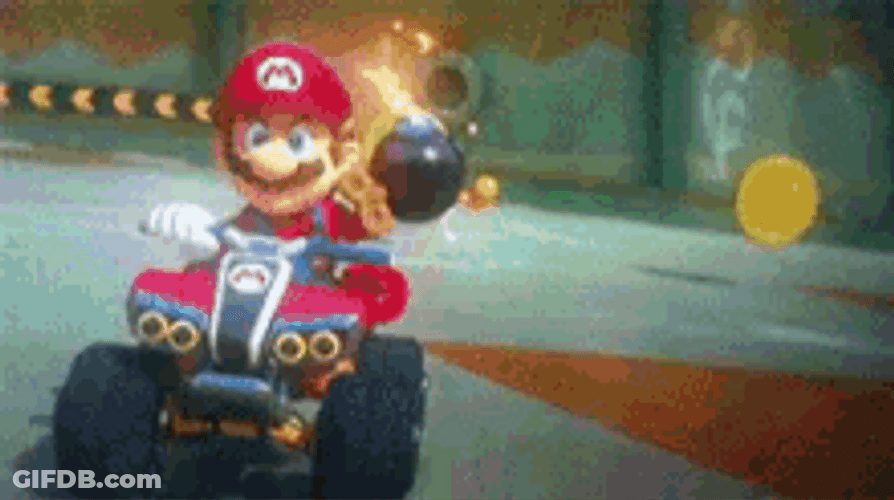 Super Mario Kart Funny Car Bomb Luigi GIF