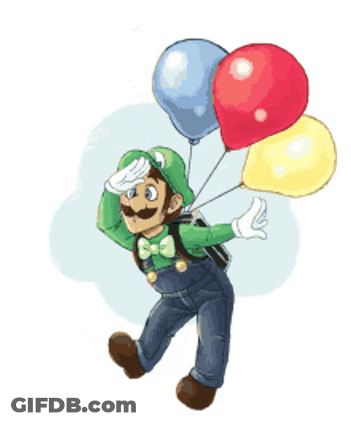 Super Mario Luigi Birthday Balloons GIF
