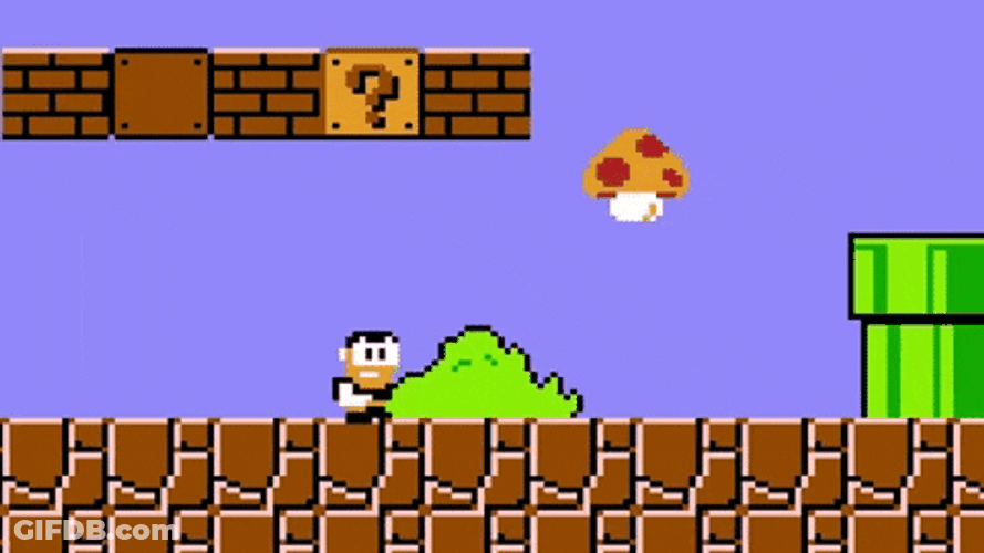 Super Mario Mushroom Points Instant Grow GIF