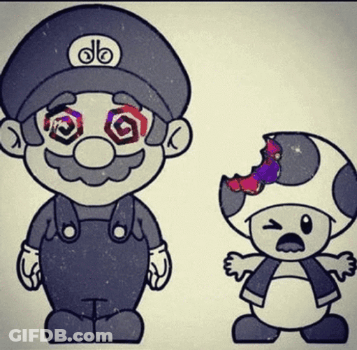 Super Mario Mushroom Toad Bite Trippy GIF