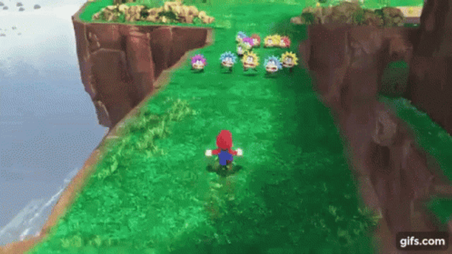 Super Mario Odyssey Killing Poison Flowers GIF