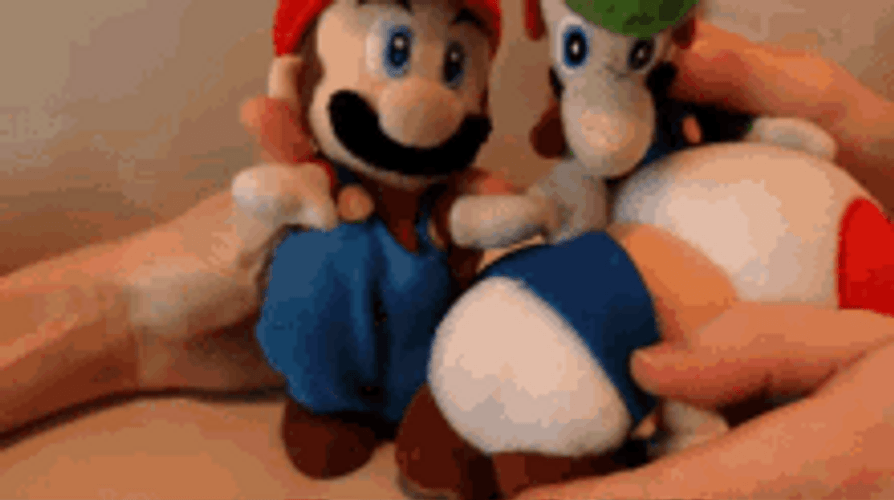 Super Mario Stuffed Toy Spank GIF