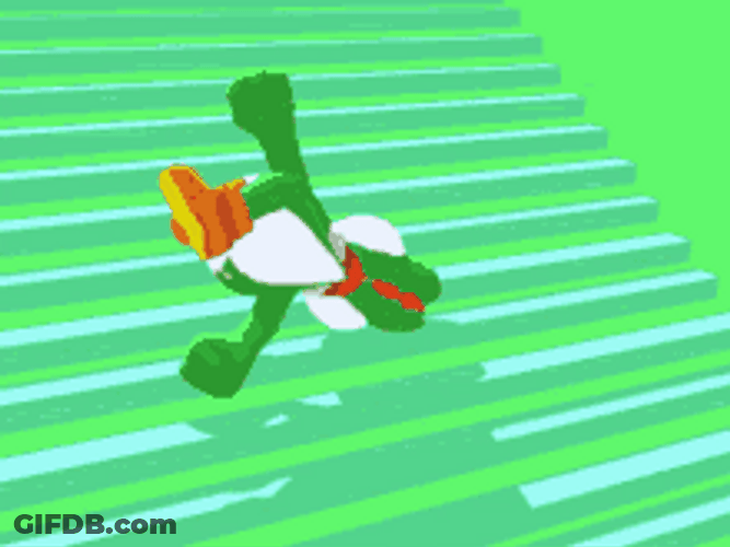 Super Mario World Yoshi Falling Down Stairs GIF