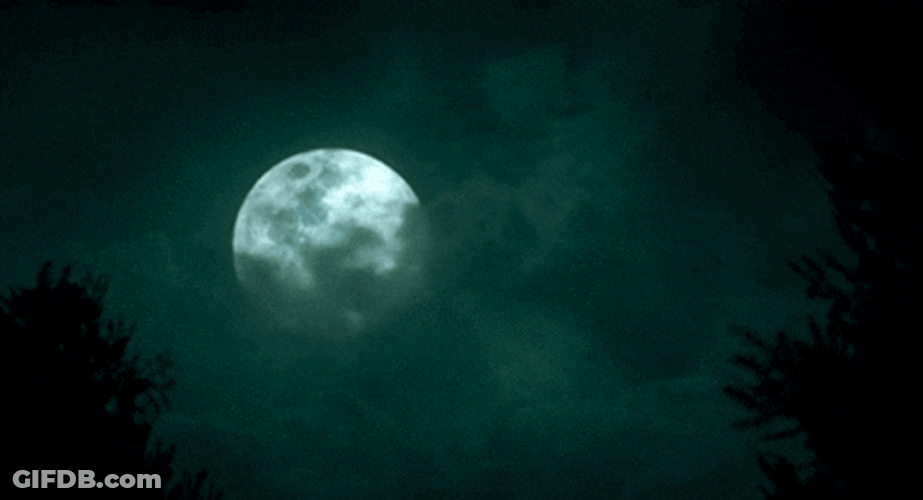 Super Moon Behind Clouds At Night GIF