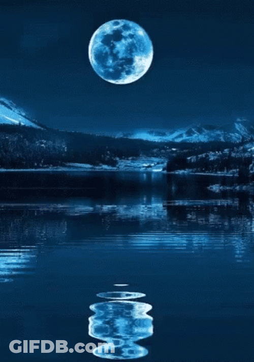 Super Moon Painting The Mountains Blue GIF