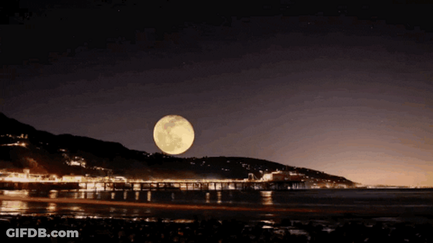 Super Moon Rising From Mountain GIF