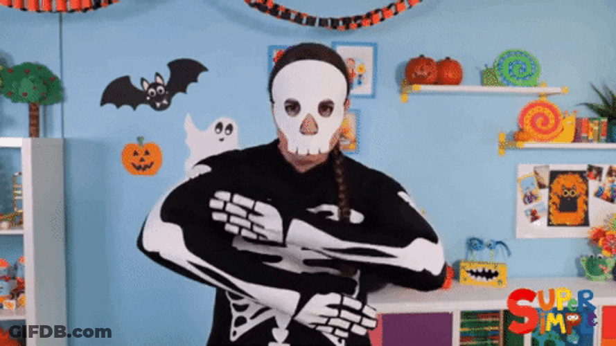 Super Simple Dancing Skeleton Costume Meme GIF