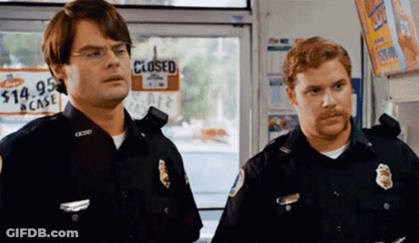 Superbad Bill Hader With Workmate On Convenience Store GIF