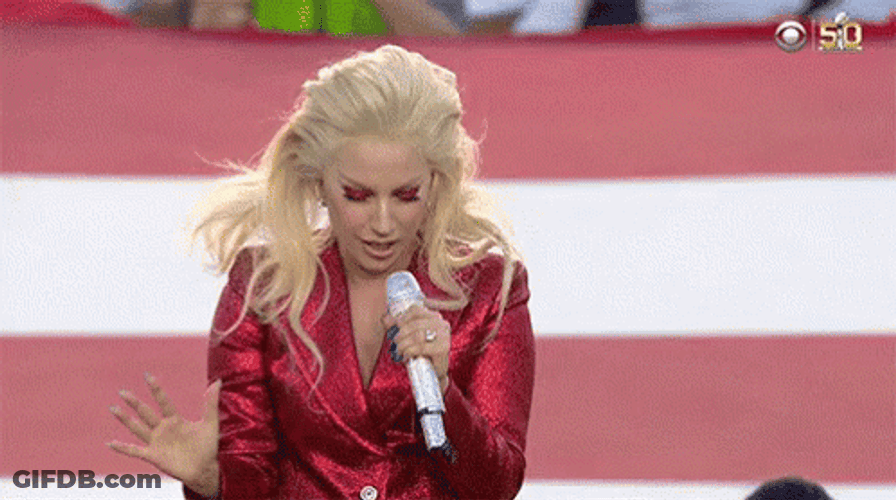 Superbowl National Anthem Lady Gaga GIF