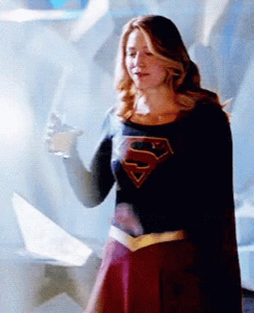 Supergirl Enjoying The Coffee GIF