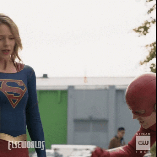 Supergirl Fist Bump With The Flash GIF