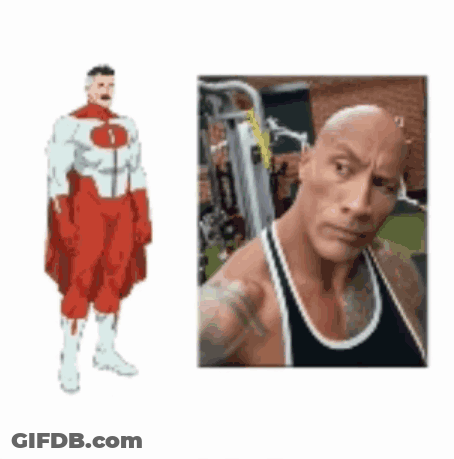 Superhero Cartoon And Dwayne The Rock GIF