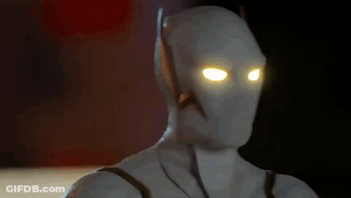 Superhero Close Up With Yellow Eyes GIF