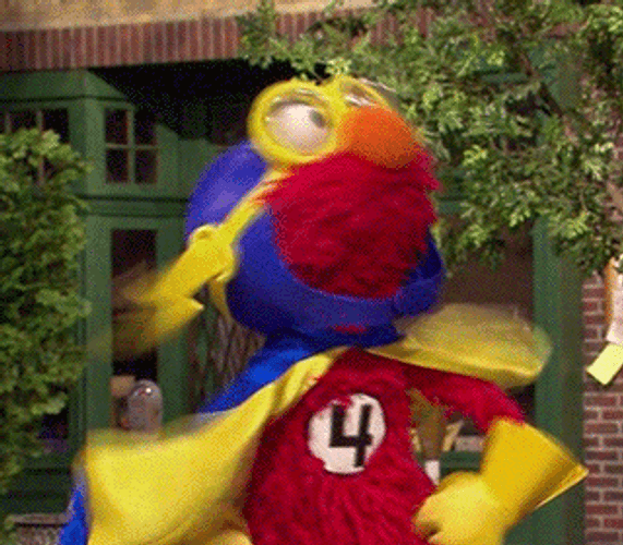 Superhero Elmo Looking Up GIF