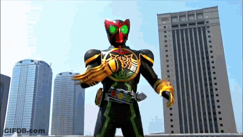 Superhero In Front Of City Skyline GIF