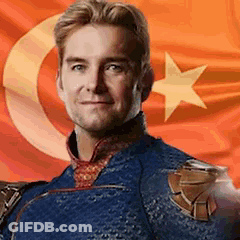 Superhero Man Orange Flag Crescent Moon Star GIF