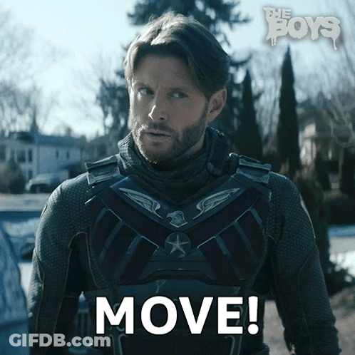 Superhero Man Saying Move GIF
