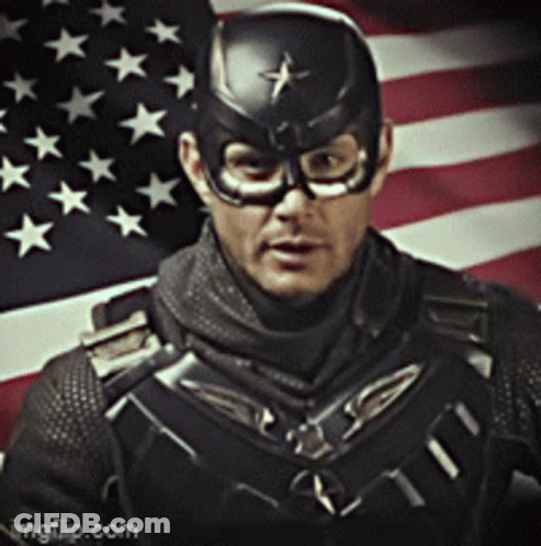 Superhero Man With American Flag GIF