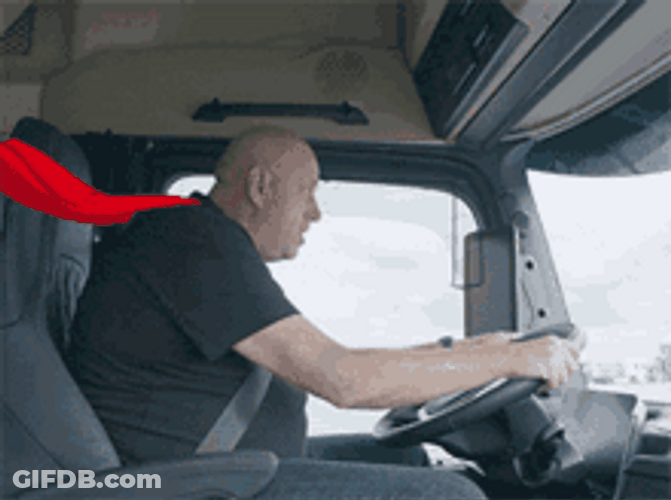 Superhero On Driving Seat GIF